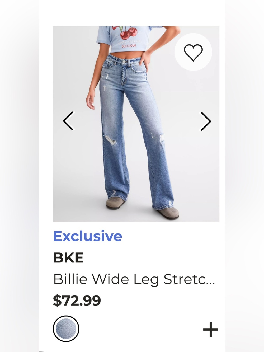 BKE Wide-Leg Distressed Jeans - Light Blue